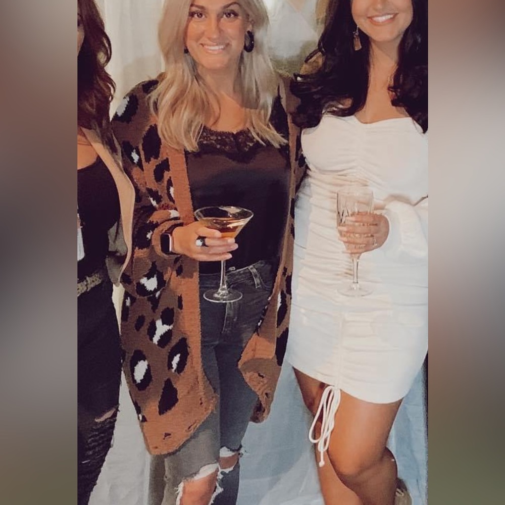 Brown fuzzy leopard cardigan